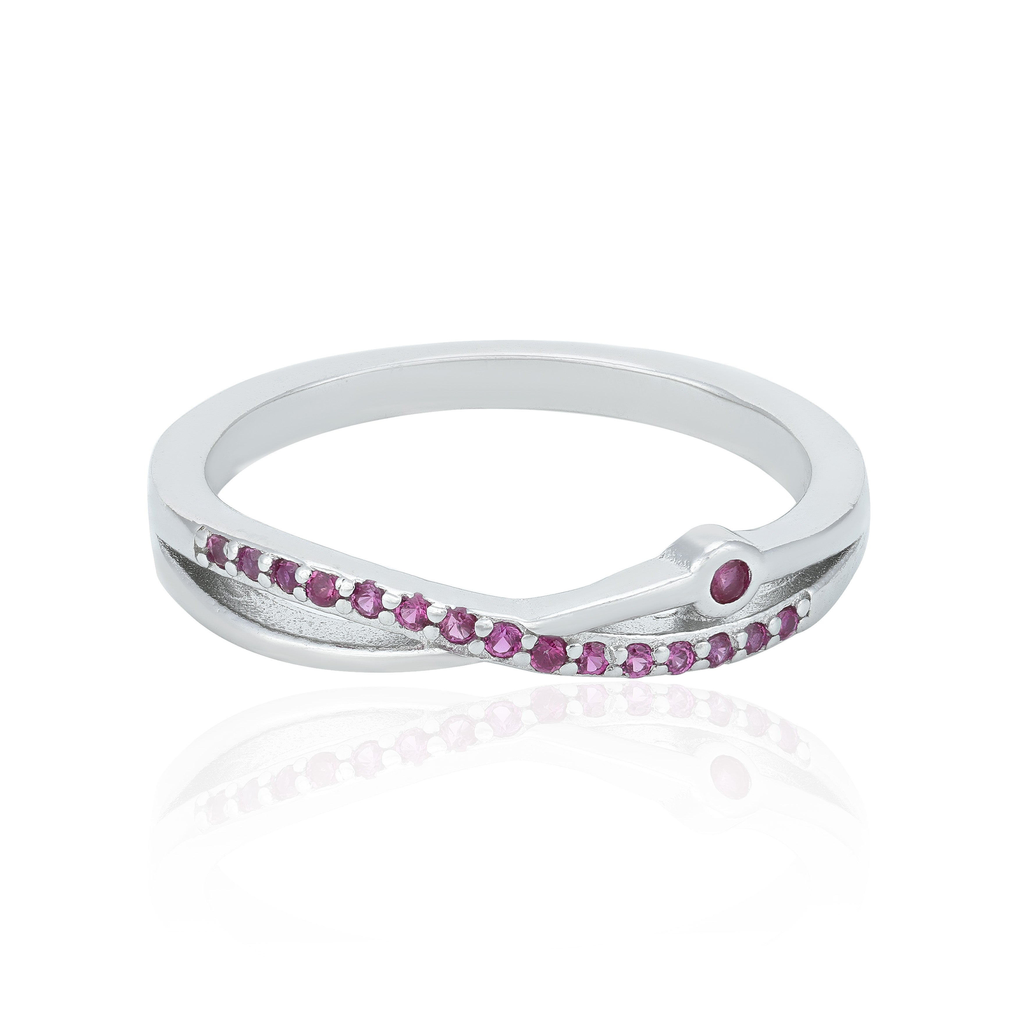 Graceful Pink Twist 925 Sterling Silver Rings for Women