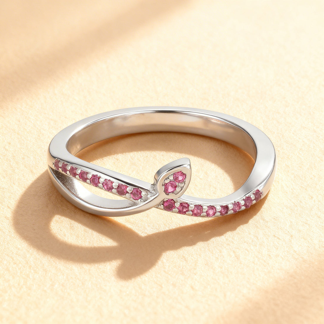 Graceful Pink Twist 925 Sterling Silver Rings for Women