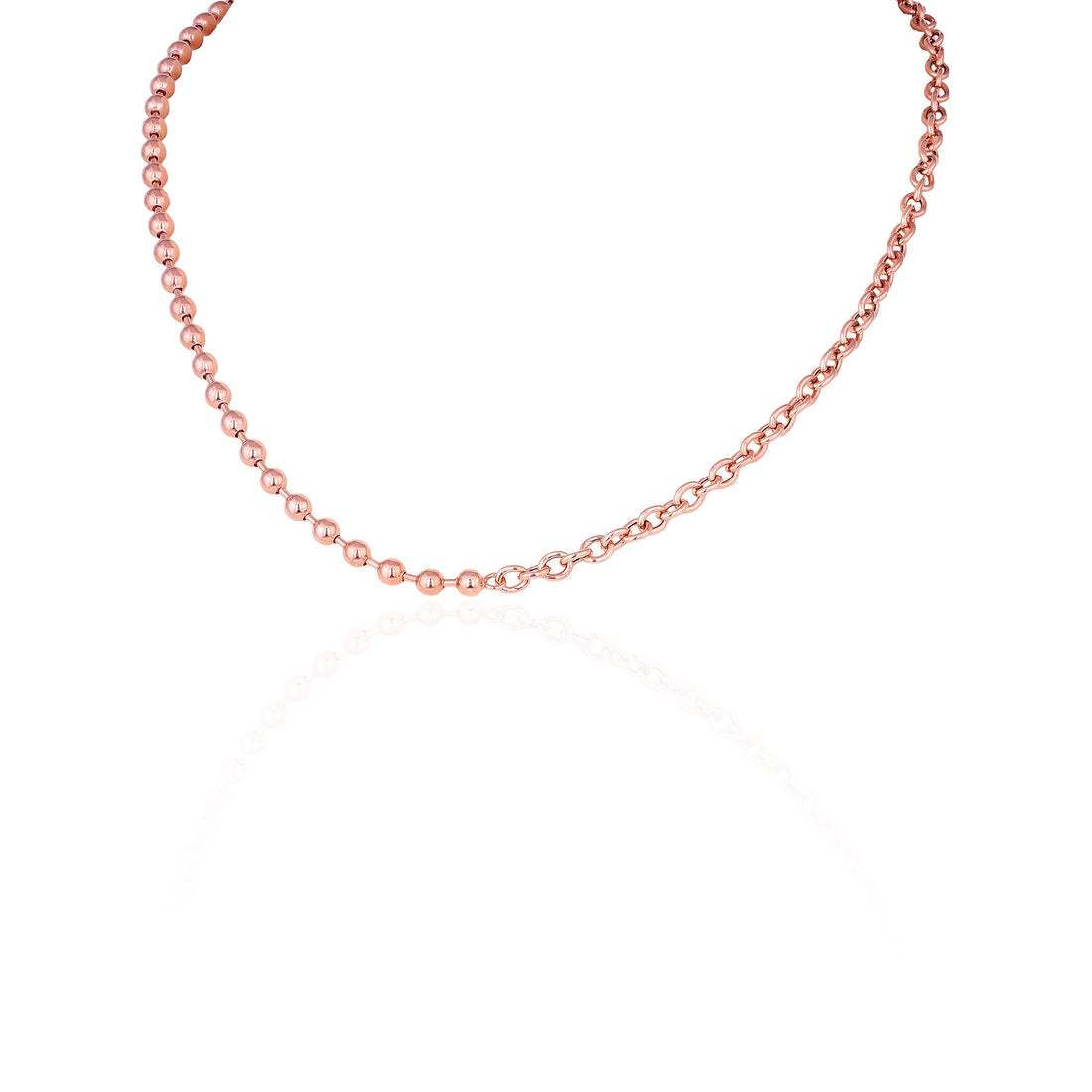 Graceful  Rose GoldTwisted Bead 925 Sterling Silver Chain for Women