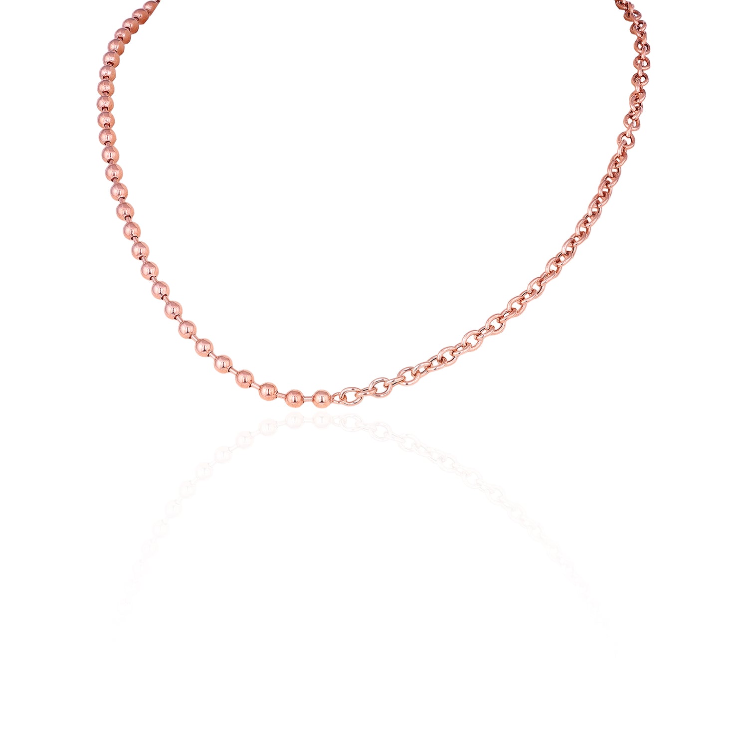 Graceful  Rose GoldTwisted Bead 925 Sterling Silver Chain for Women