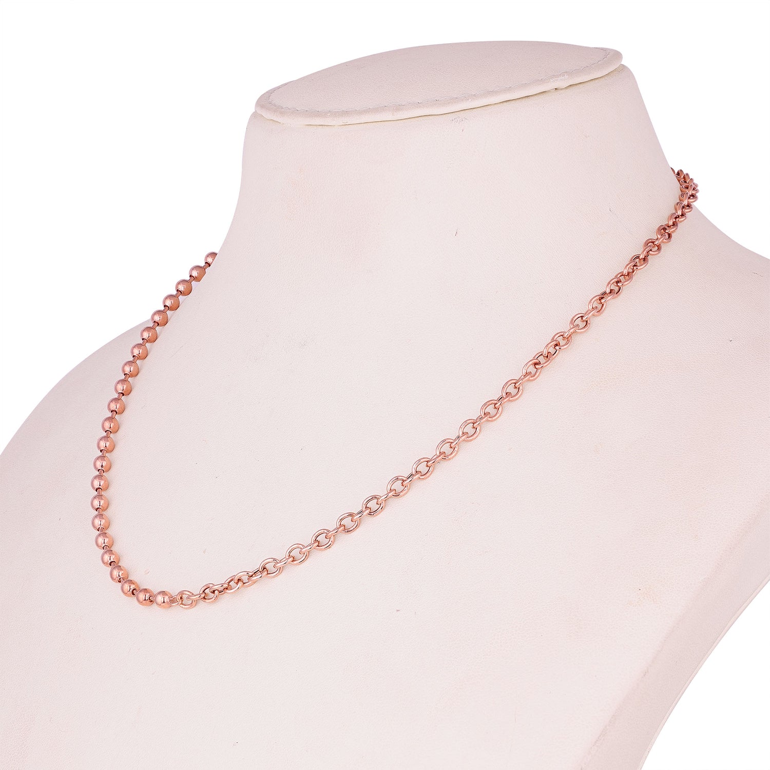 Graceful  Rose GoldTwisted Bead 925 Sterling Silver Chain for Women
