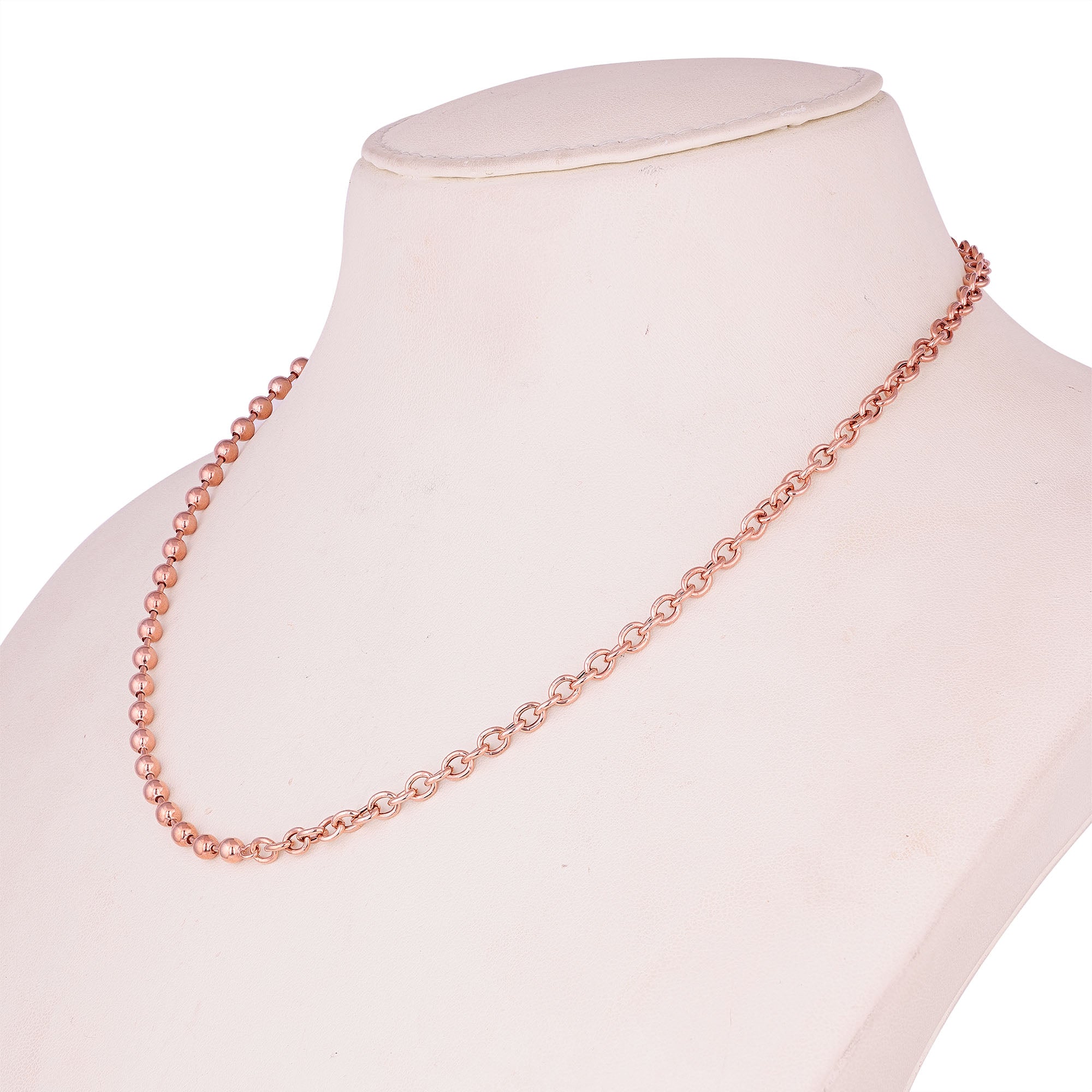 Graceful  Rose GoldTwisted Bead 925 Sterling Silver Chain for Women