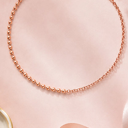 Graceful  Rose GoldTwisted Bead 925 Sterling Silver Chain for Women