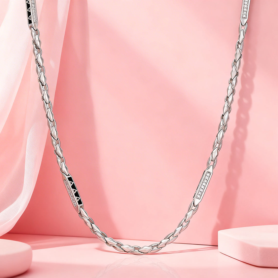 Graceful Twisted Link 925 Sterling Silver Chain 