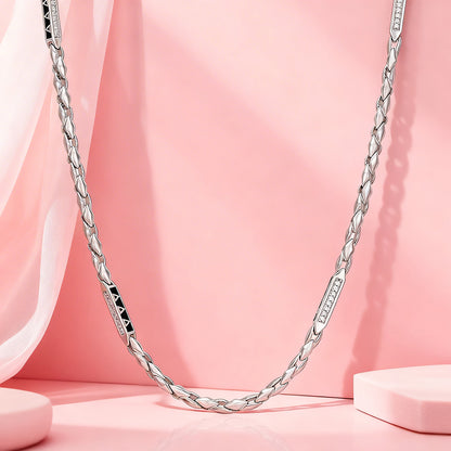 Graceful Twisted Link 925 Sterling Silver Chain 