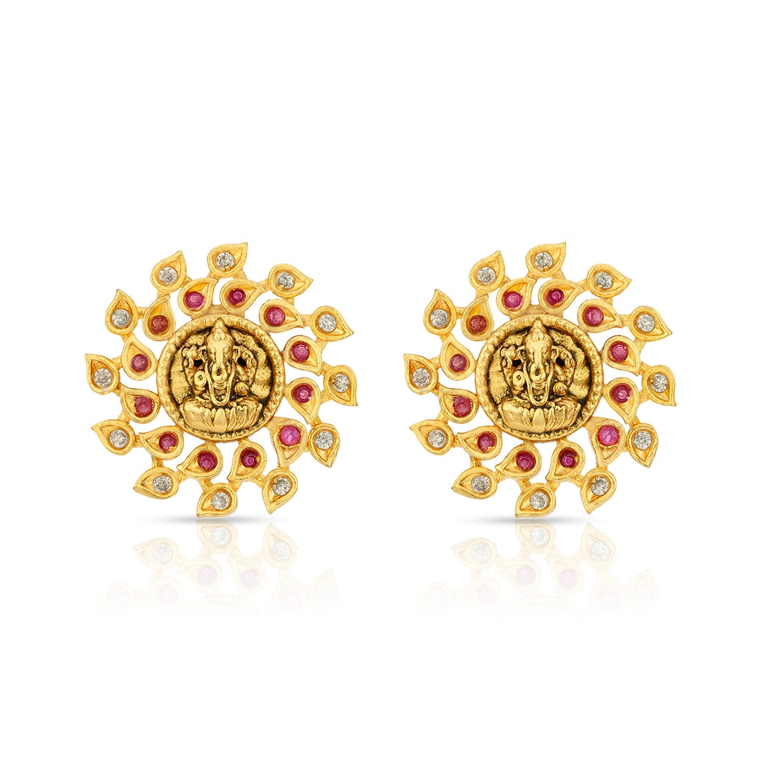 Grand Ganesha pink White Stone925 Sterling Silver Earrings for women