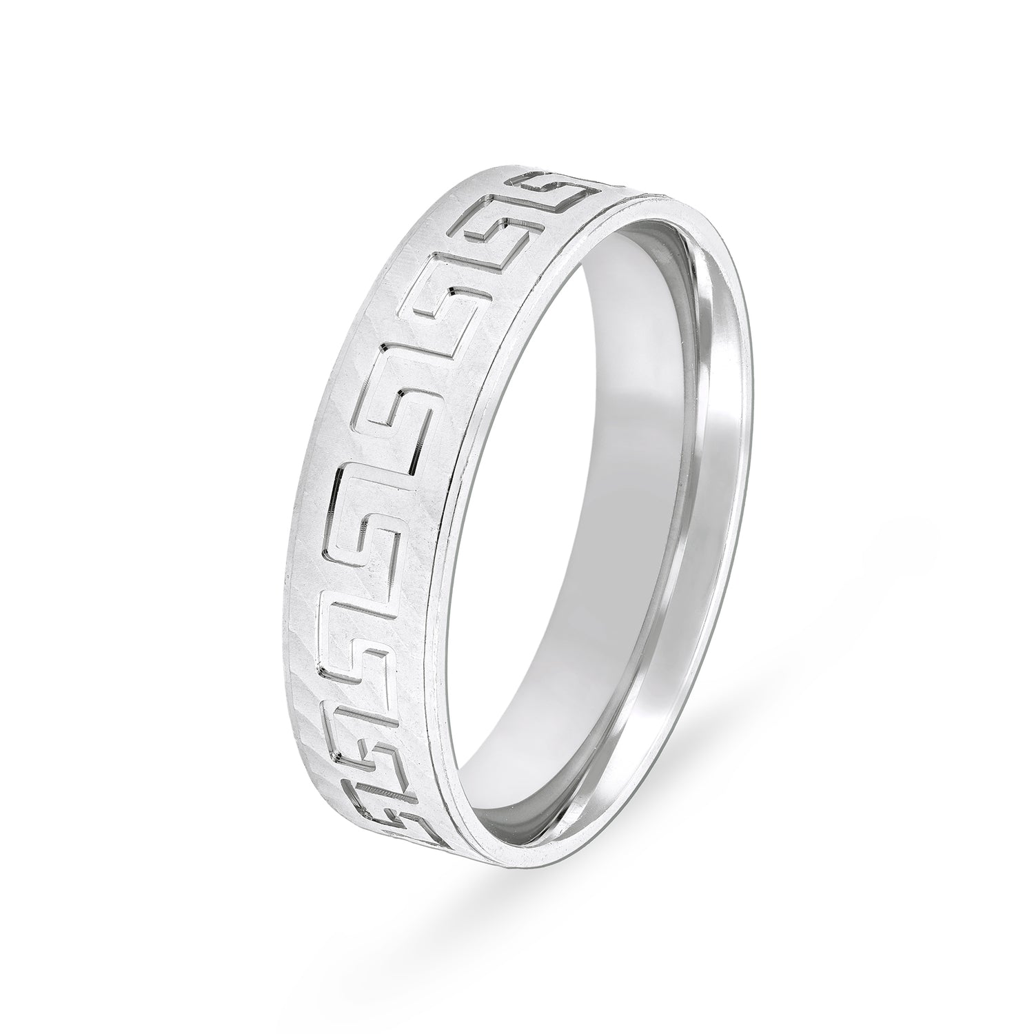 Greek Key Harmony 925 Sterling Silver Ring for Men