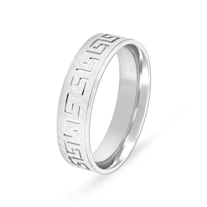 Greek Key Harmony 925 Sterling Silver Ring for Men