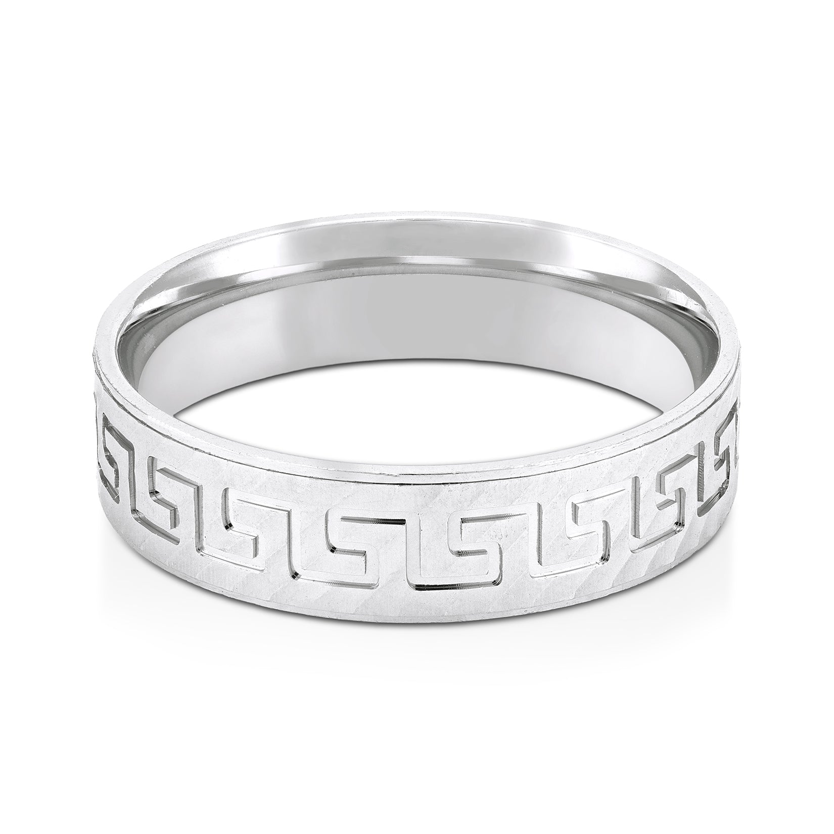 Greek Key Harmony 925 Sterling Silver Ring for Men