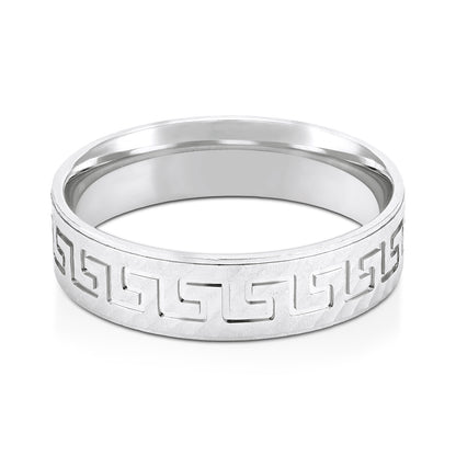 Greek Key Harmony 925 Sterling Silver Ring for Men