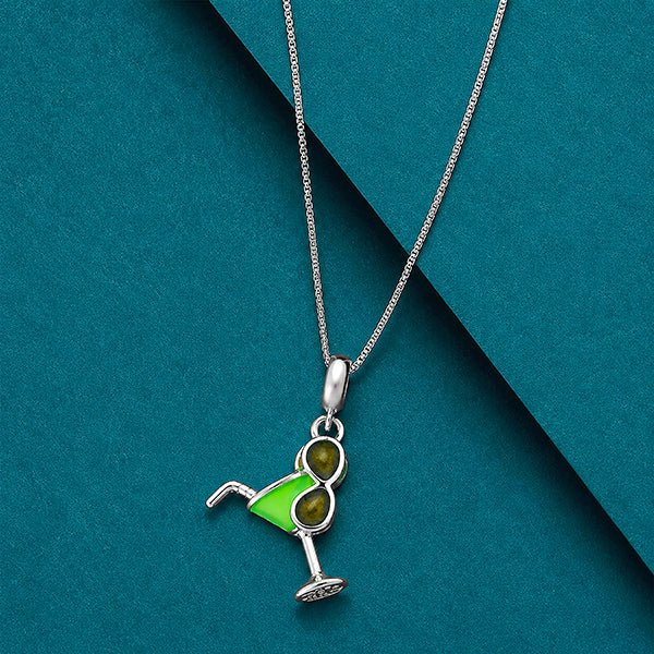 Green Cocktail 925 Sterling Silver Pendant