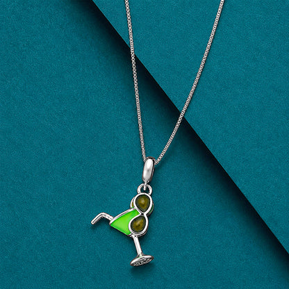 Green Cocktail 925 Sterling Silver Pendant