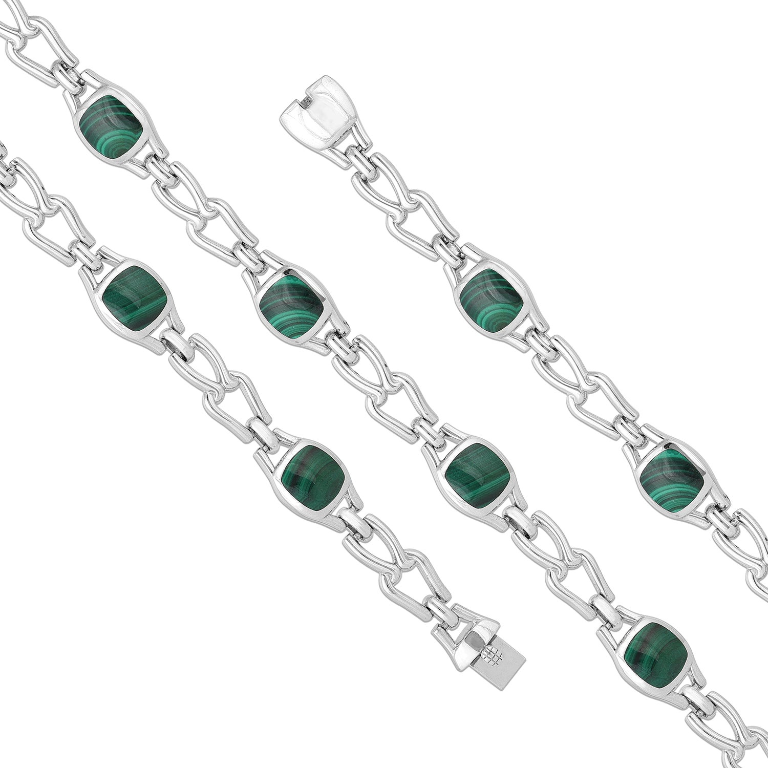 Green Malachite 925 Sterling Silver Bracelet for women
