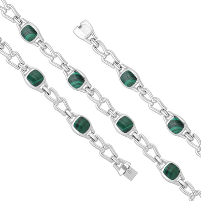 Green Malachite 925 Sterling Silver Bracelet for women