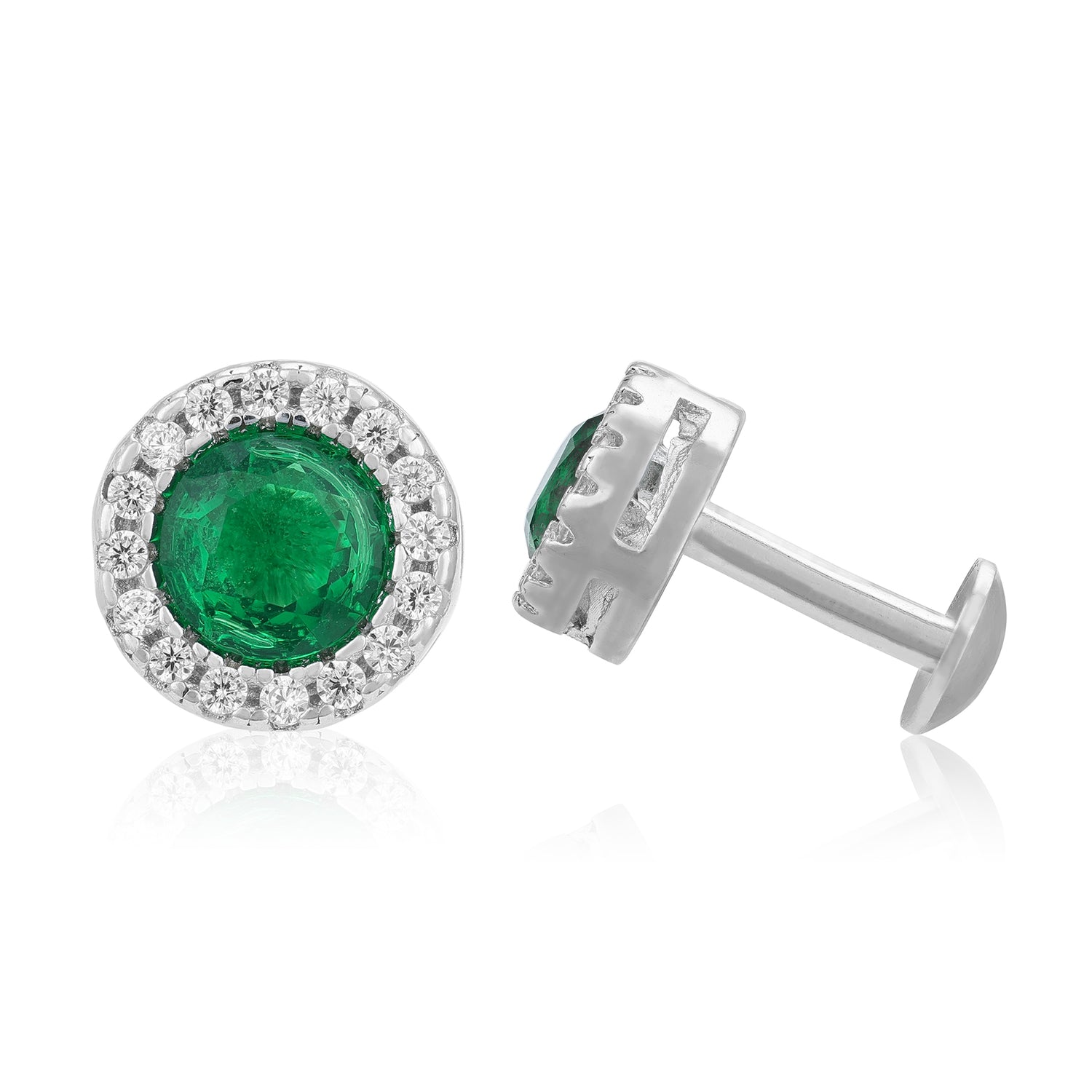 Green Radiance 925 Sterling Silver Halo Earring for Women