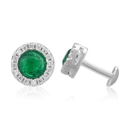 Green Radiance 925 Sterling Silver Halo Earring for Women