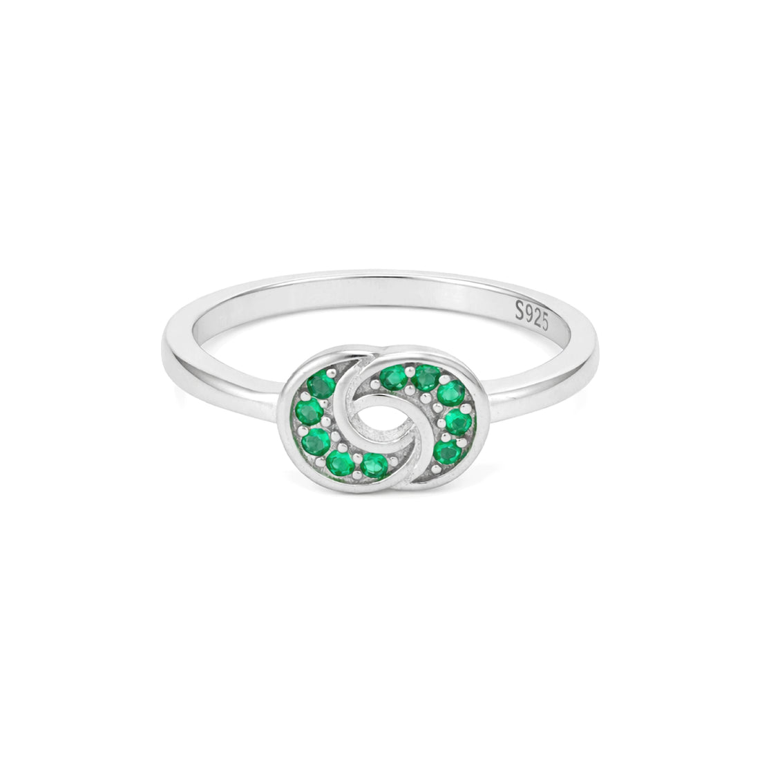 Green Spiral Glow 925 Sterling Silver Ring for Women
