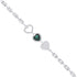 Green Centered Triple Heart 925 Rhodium Intricate Link Bracelets