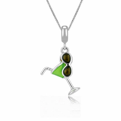 Green Cocktail 925 Sterling Silver Pendant