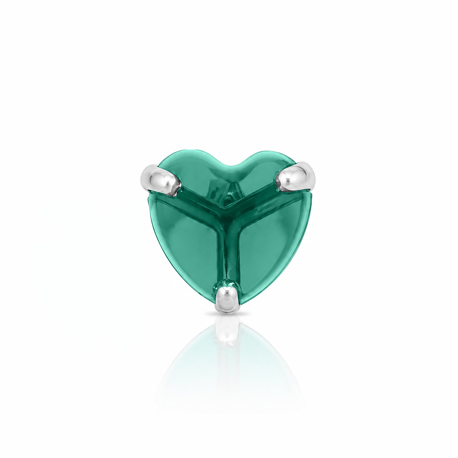 Green Crystal Heart Bliss 925 Sterling Silver Nosepin