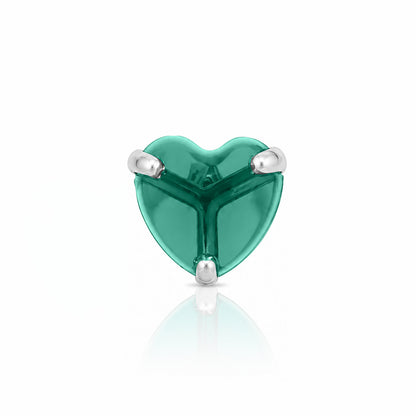 Green Crystal Heart Bliss 925 Sterling Silver Nosepin