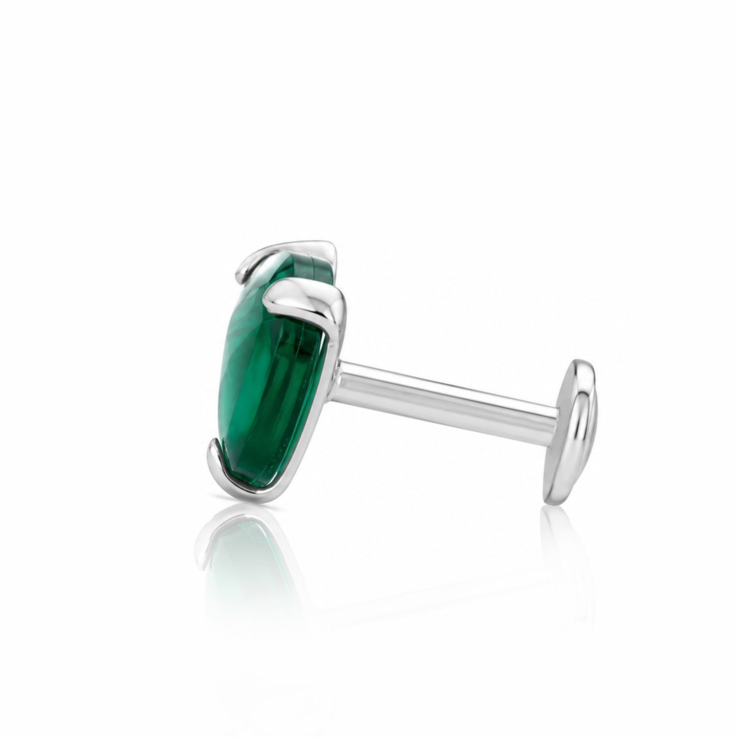 Green Crystal Heart Bliss 925 Sterling Silver Nosepin