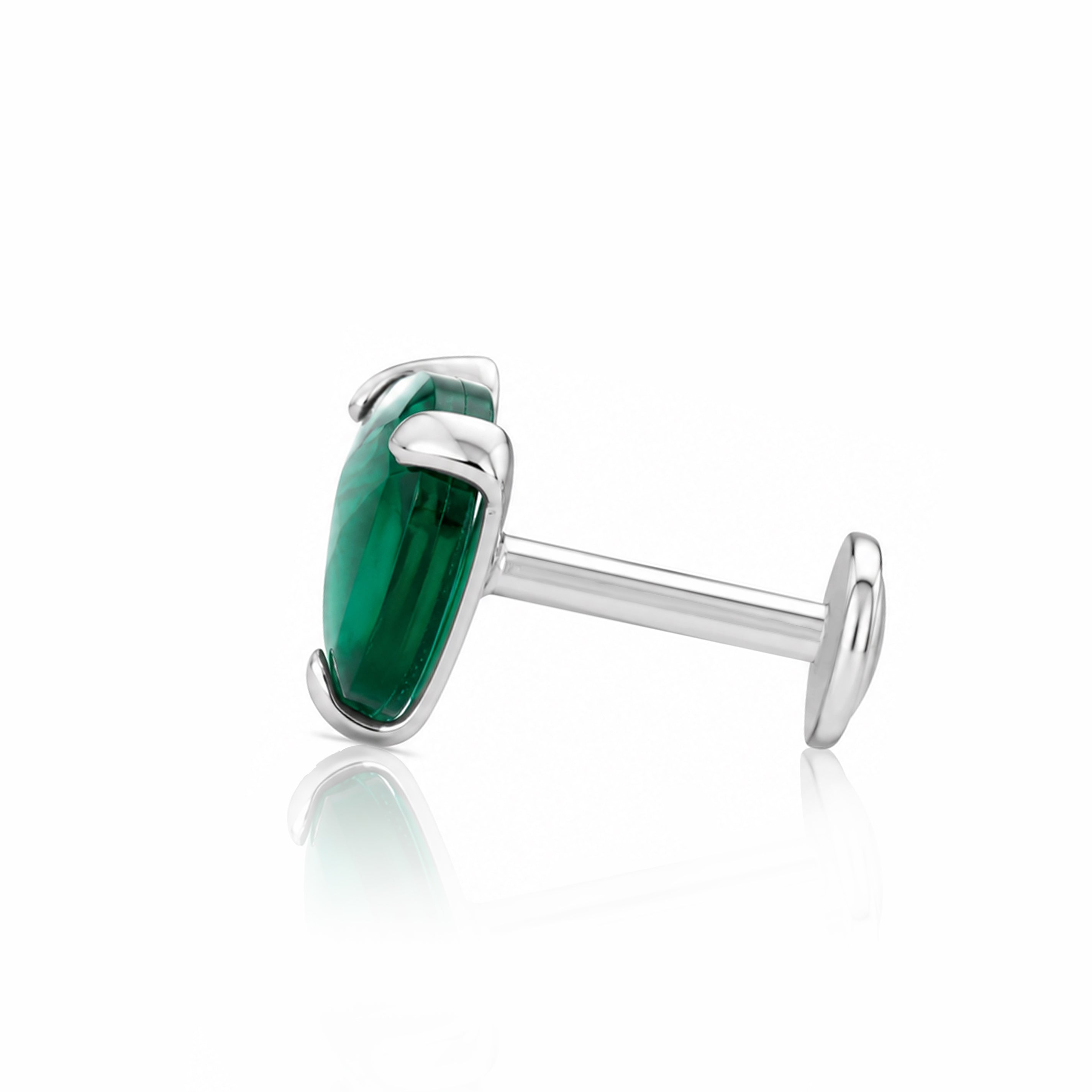 Green Crystal Heart Bliss 925 Sterling Silver Nosepin