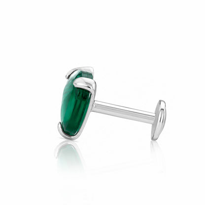 Green Crystal Heart Bliss 925 Sterling Silver Nosepin