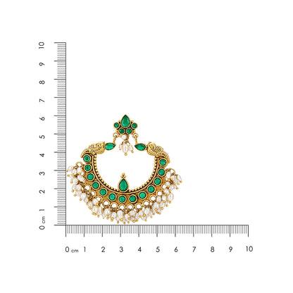 Green Emerald Pearl Chandbali Earrings