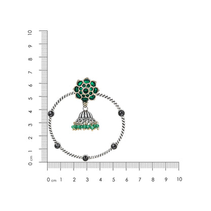 Green Floral 925 Sterling Silver Jhumka Drop Earrings