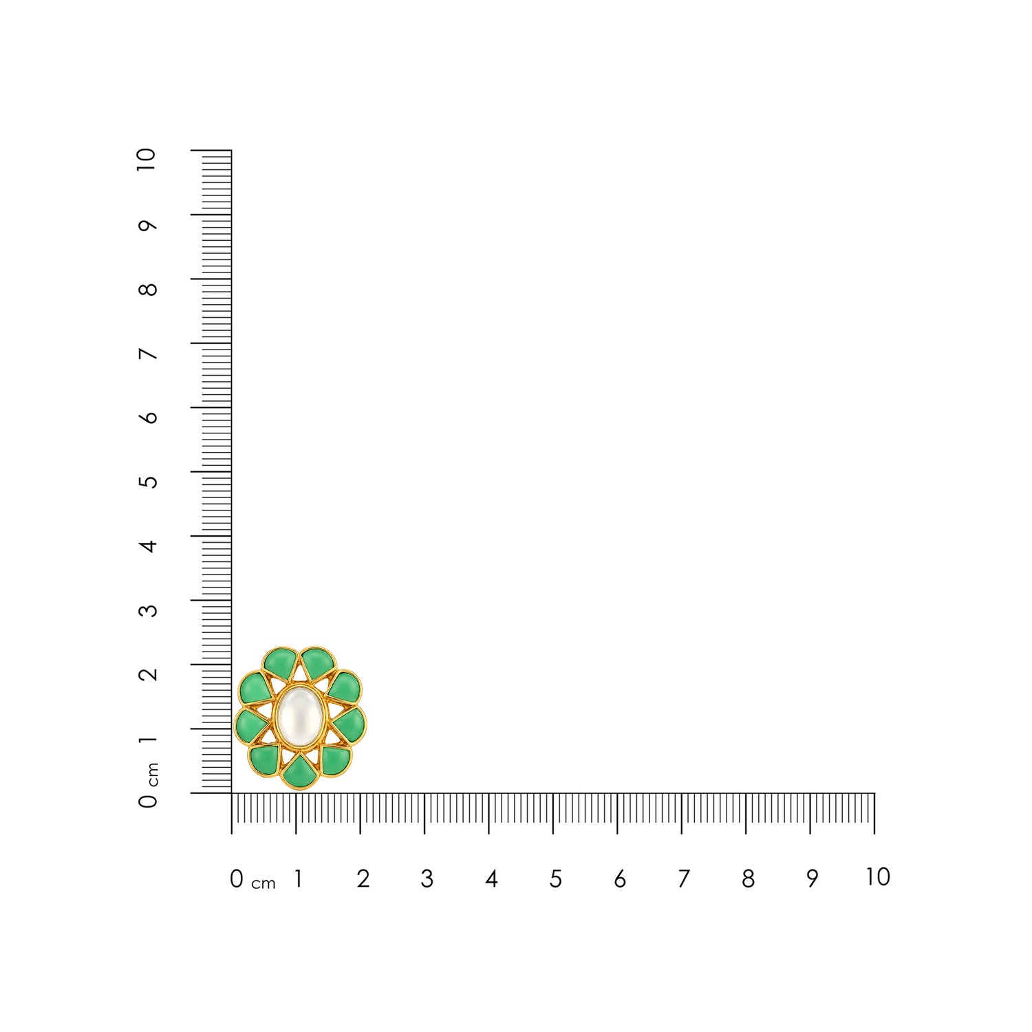 Green Floral Blossom 925 Sterling Silver Oval Stud