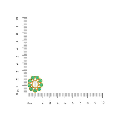 Green Floral Blossom 925 Sterling Silver Oval Stud