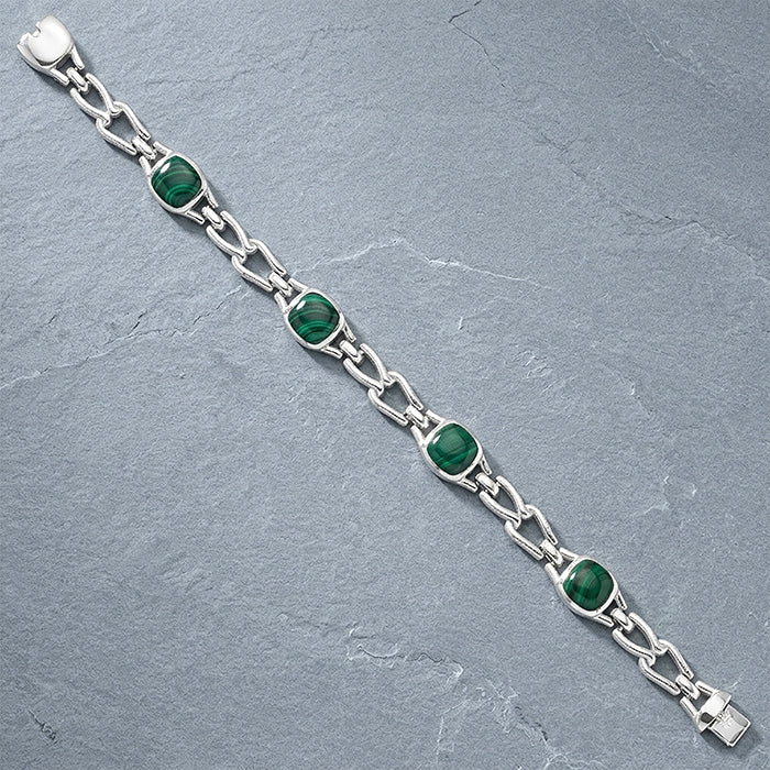 Green Malachite 925 Sterling Silver Bracelet for women