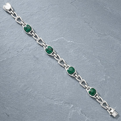 Green Malachite 925 Sterling Silver Bracelet for women