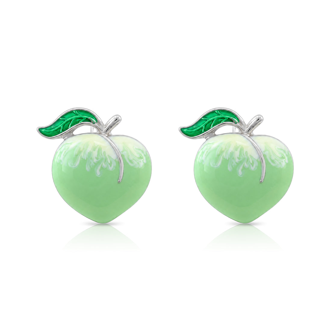 Green Peach Charm 925 Sterling Silver Stud for Kids