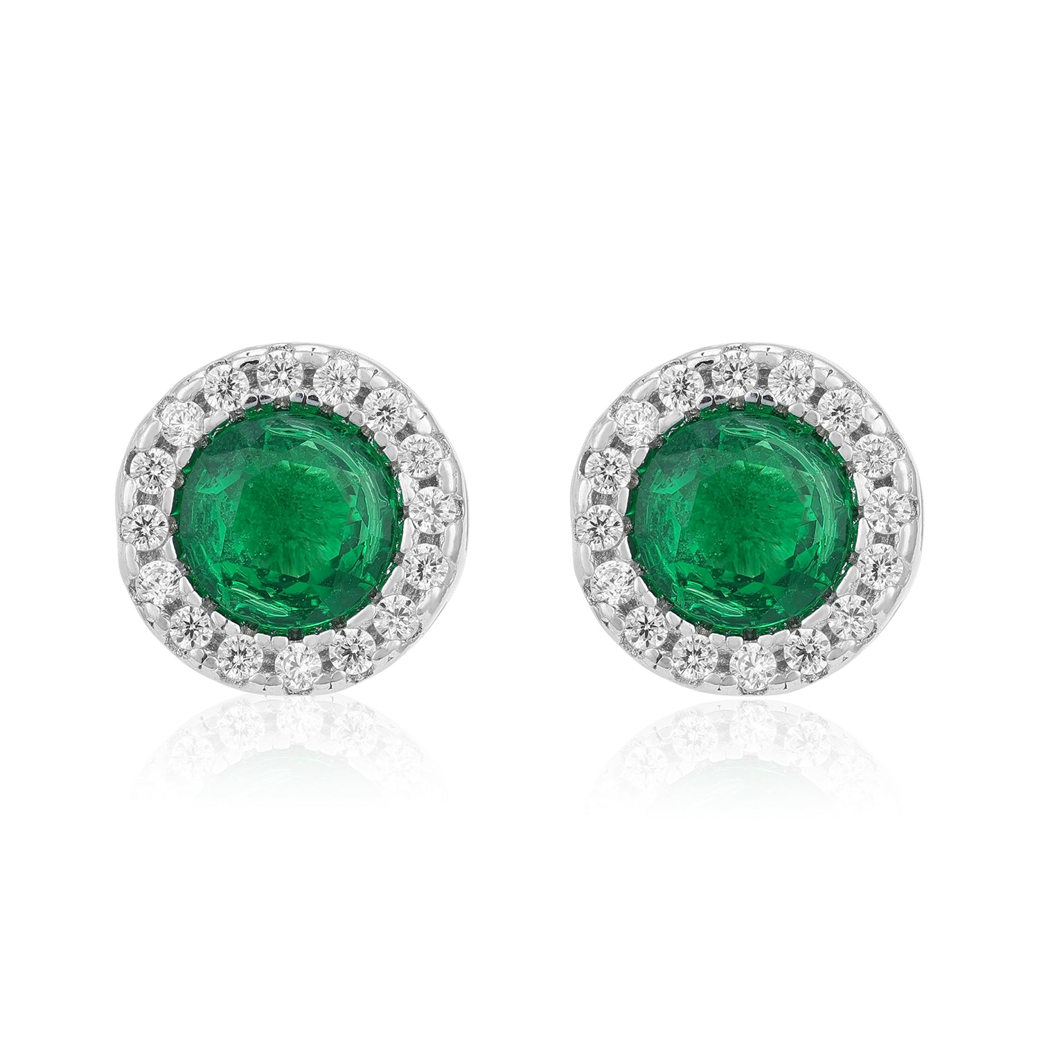 Green Radiance 925 Sterling Silver Halo Earring for Women