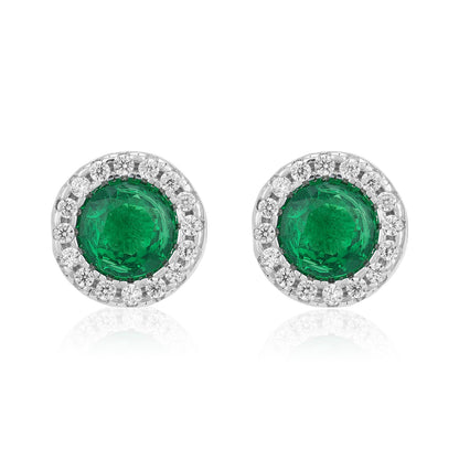 Green Radiance 925 Sterling Silver Halo Earring for Women
