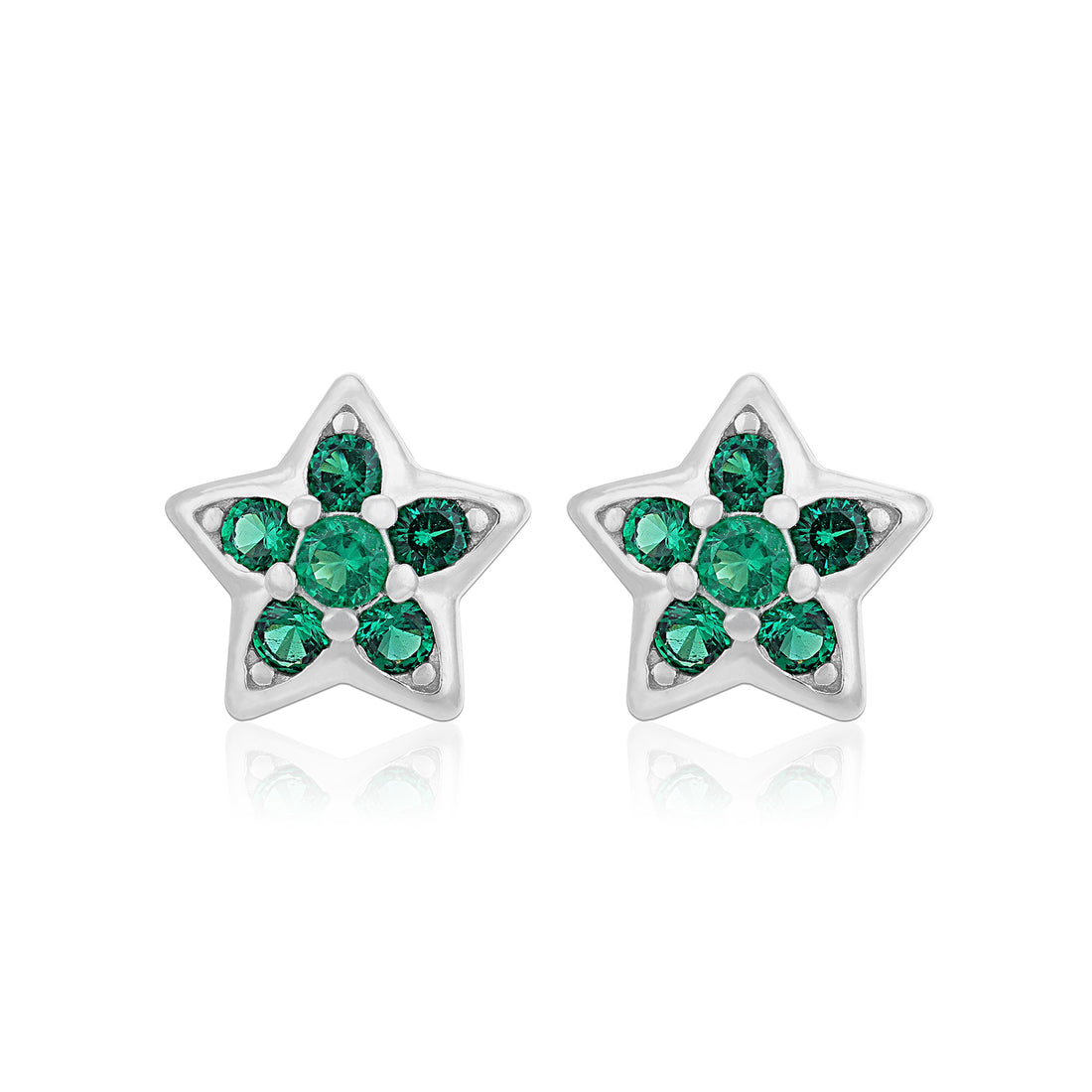 Green Star Blossom 925 Sterling Silver Stud for Women