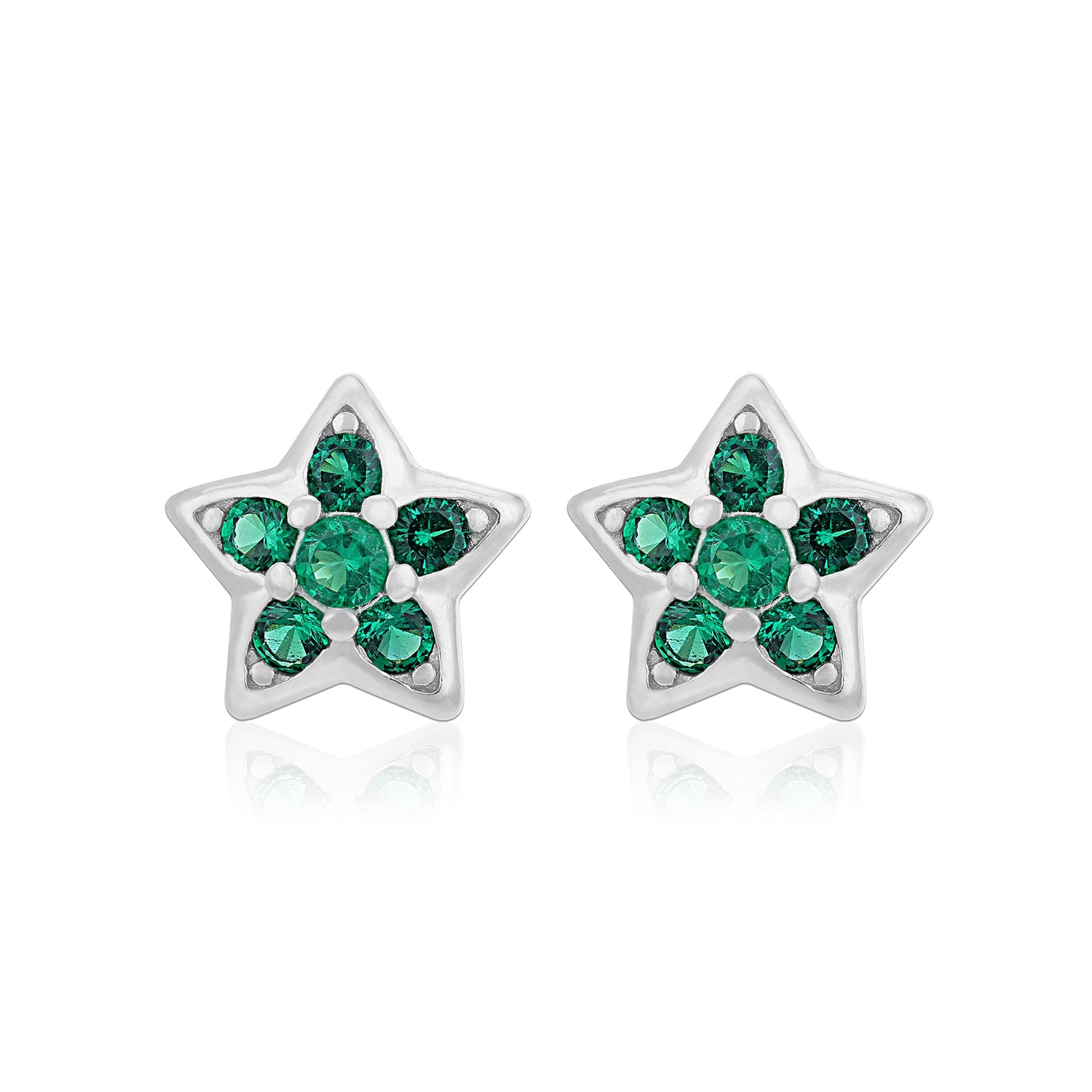 Green Star Blossom 925 Sterling Silver Stud for Women