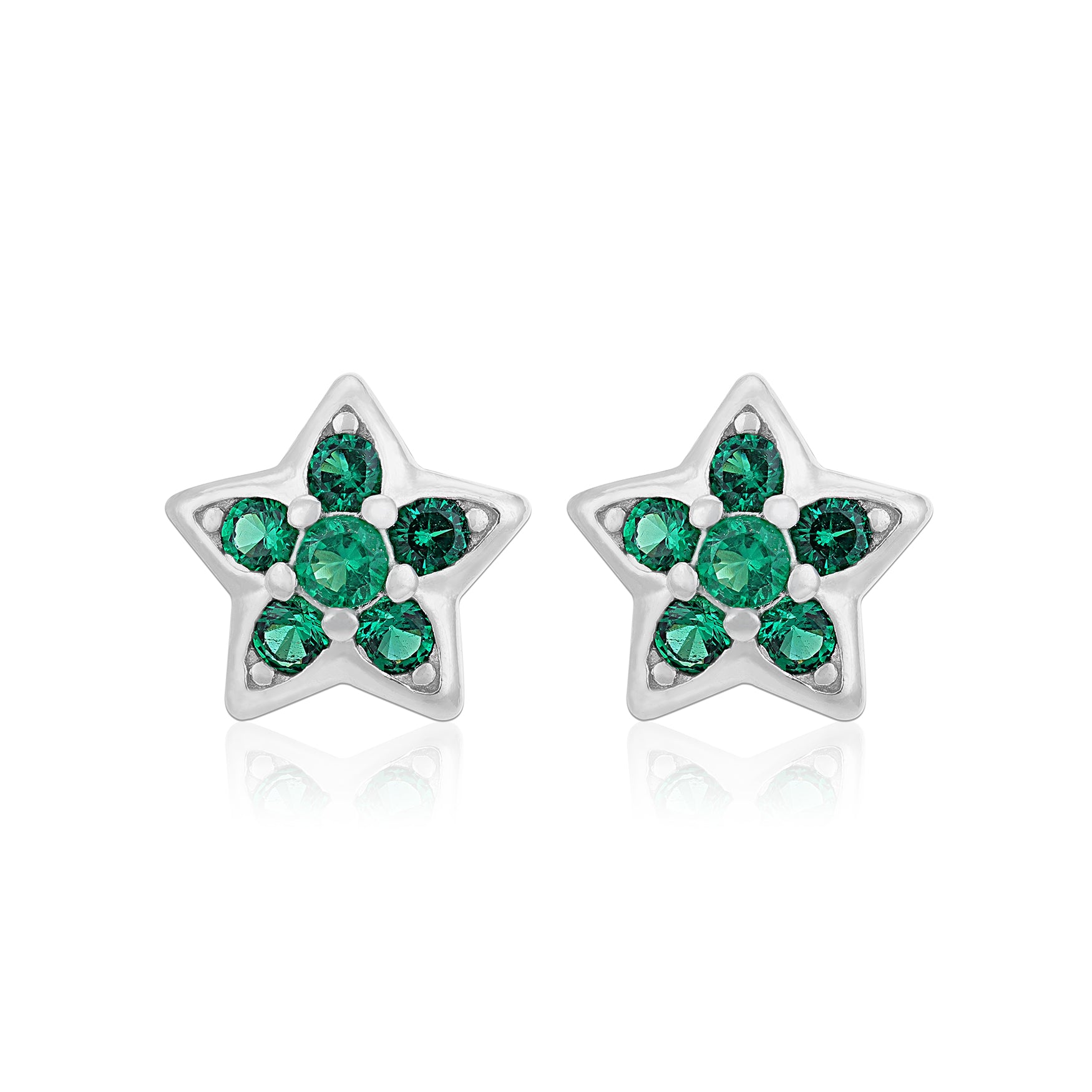 Green Star Blossom 925 Sterling Silver Stud for Women
