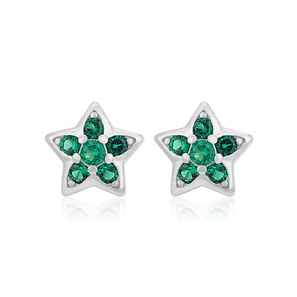 Green Star Blossom 925 Sterling Silver Stud for Women