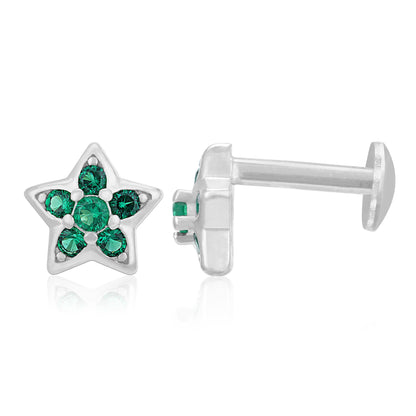 Green Star Blossom 925 Sterling Silver Stud for Women