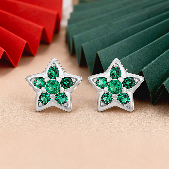 Green Star Blossom 925 Sterling Silver Stud for Women