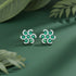 Green Stone Flower Rhodium Plated 925 Sterling Silver Stud Earrings for Women