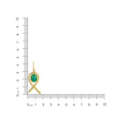 Green Stone Loop 925 Sterling Silver Earrings