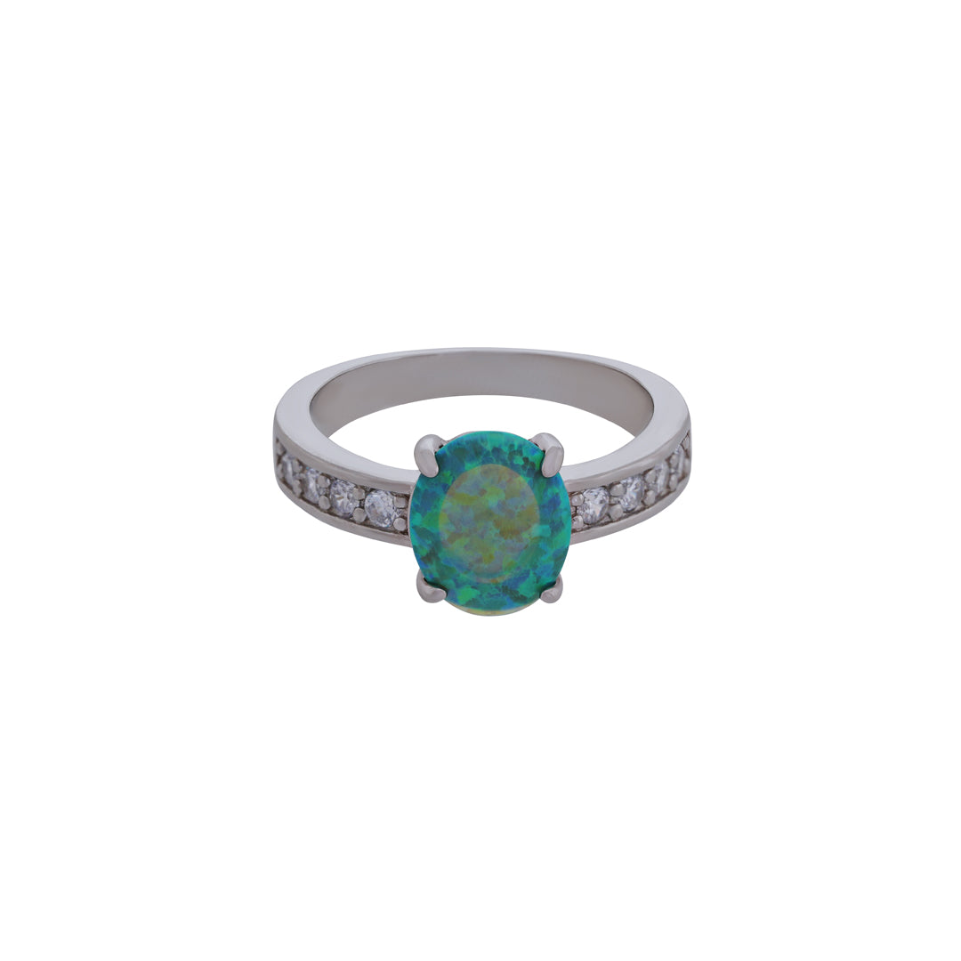 Green Stone Silver Ring Online