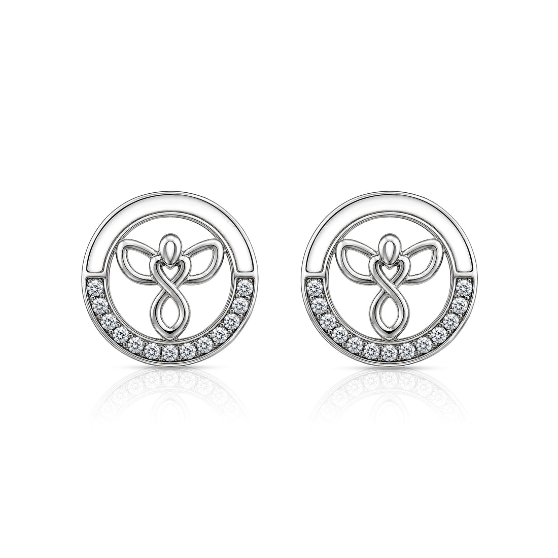 Guardian Angel Sparkle 925 Sterling Silver Stud for Women
