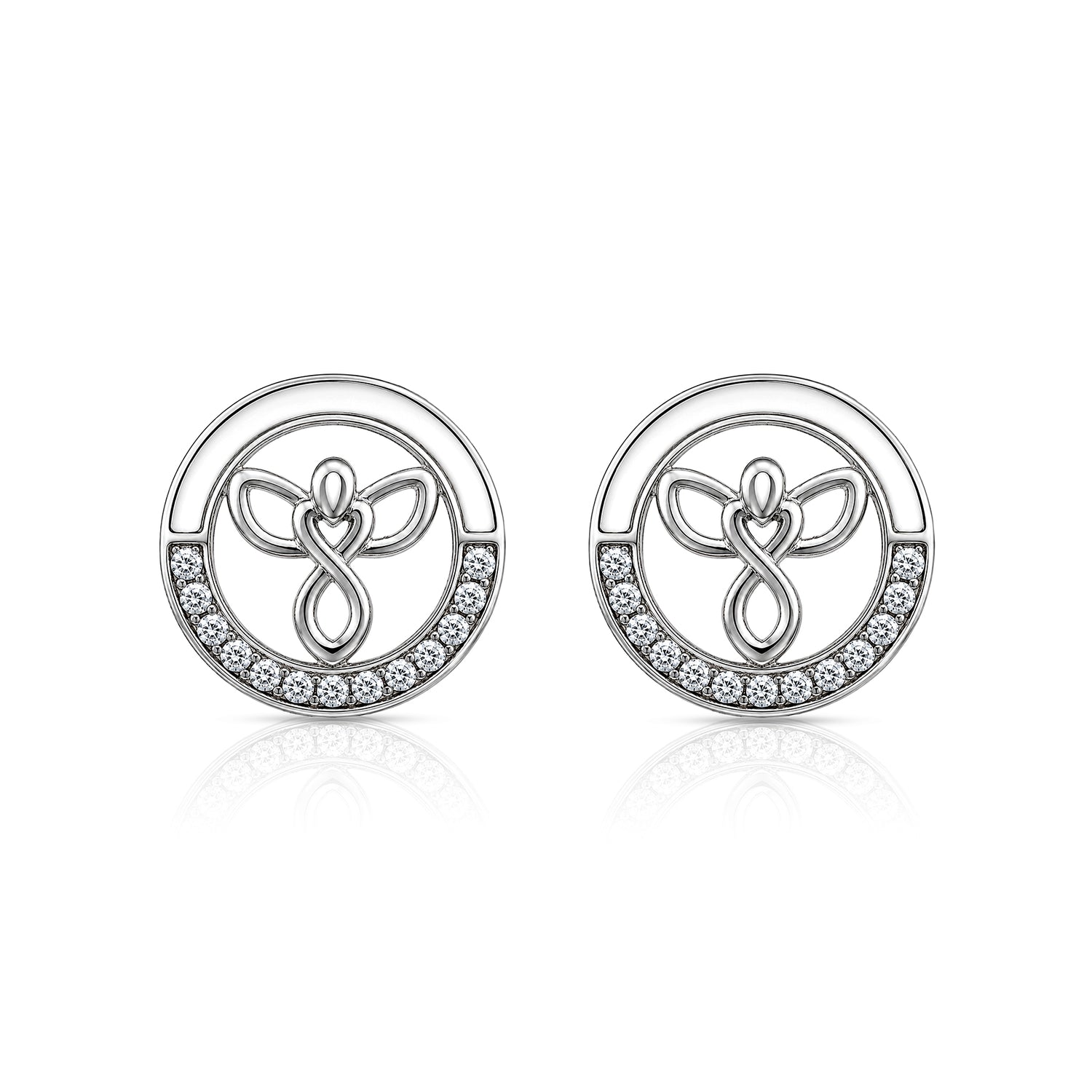 Guardian Angel Sparkle 925 Sterling Silver Stud for Women