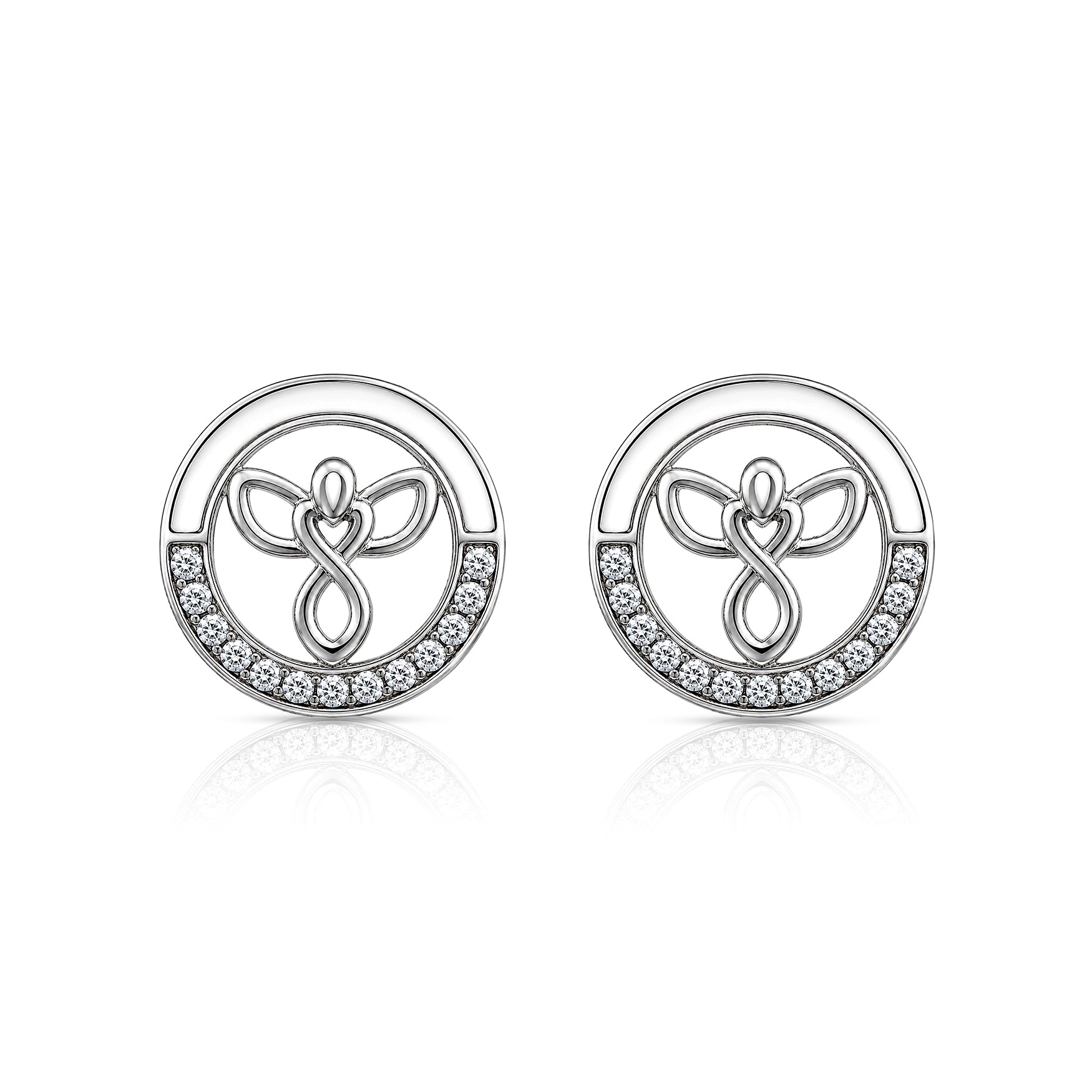 Guardian Angel Sparkle 925 Sterling Silver Stud for Women