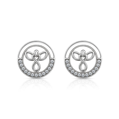 Guardian Angel Sparkle 925 Sterling Silver Stud for Women